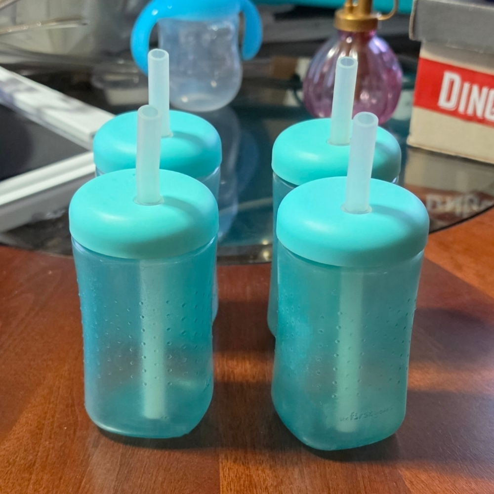 Teal  Straw Cups (Set of 4)